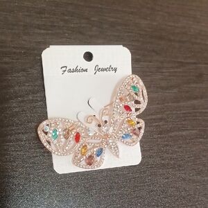 Elegant Butterfly Brooch with Multicolor Accents